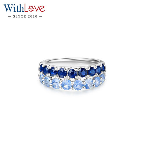 WithLove18K金双排蓝宝石戒指