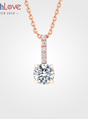 WithLove 玫瑰18K金群镶四爪GIA钻石吊坠30分真钻时尚百搭项坠