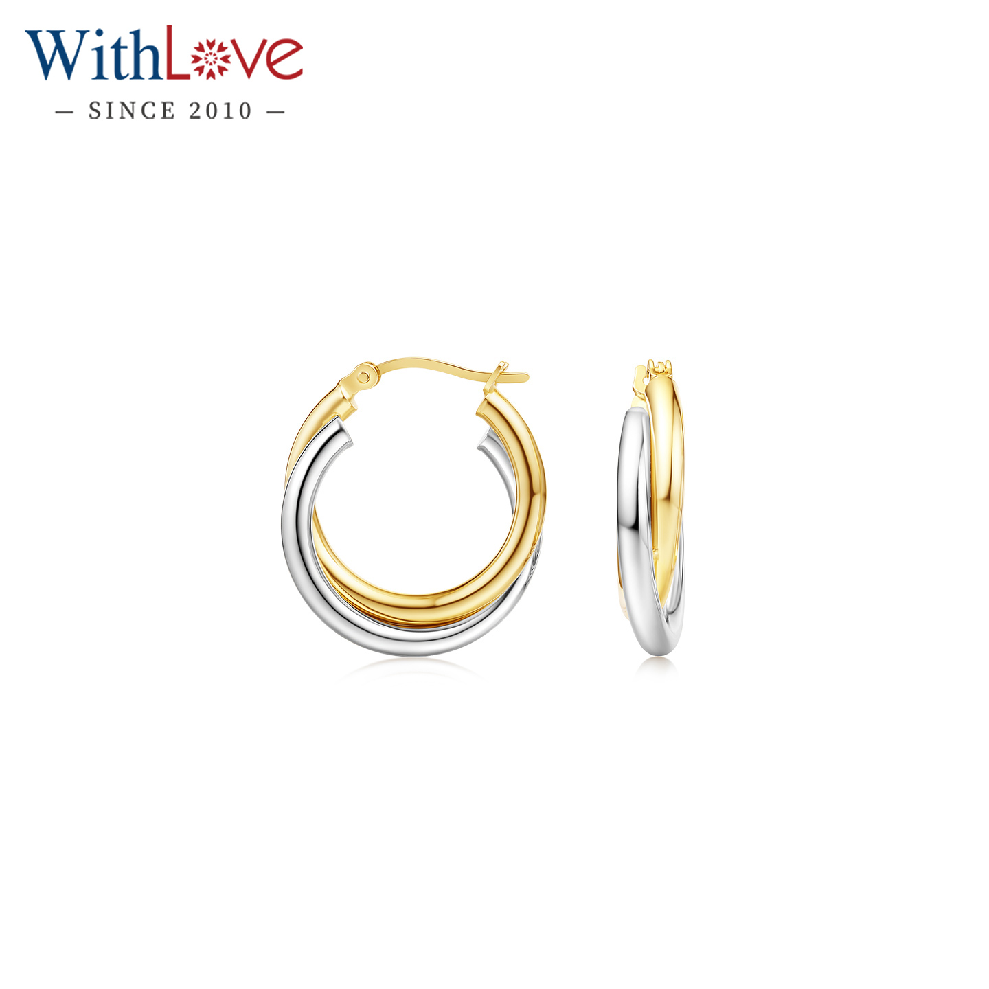 WithLove18K金双色素金耳环