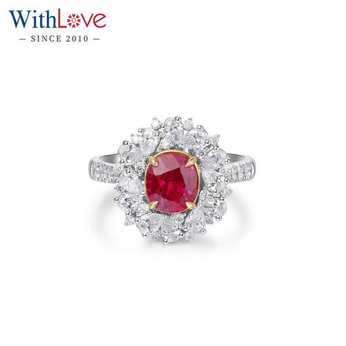 WithLove18K金鸽血红宝戒指吊坠