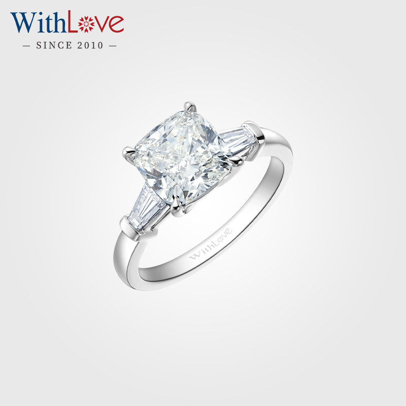 WithLove 18K金结婚钻戒婚戒垫形枕形50分钻石戒指1克拉GIA女定制