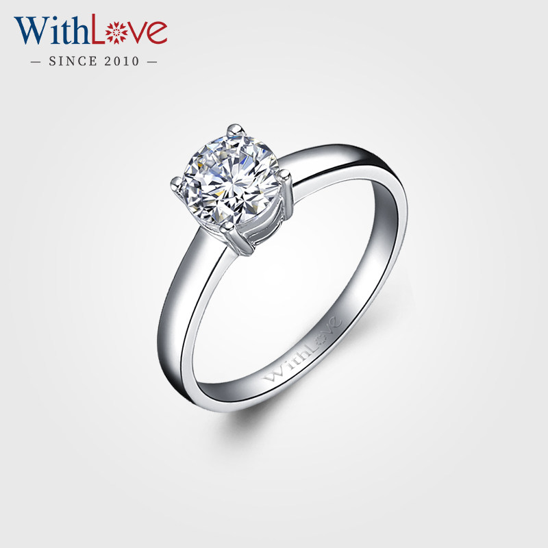 WithLove 18K金50分钻石求婚戒指四爪结婚钻戒真钻GIA证书女定制