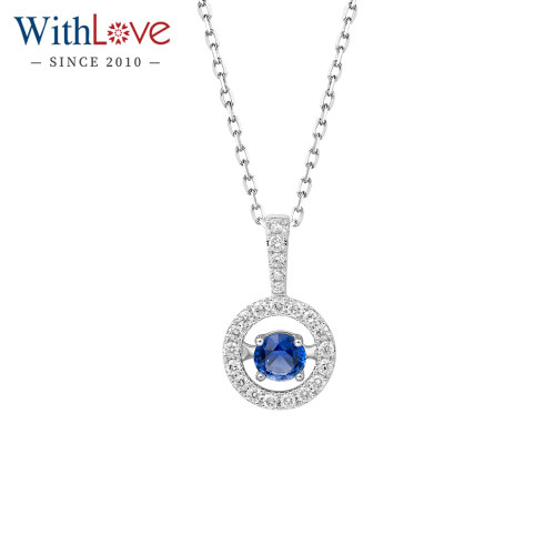 WithLove18K金灵动蓝宝钻石吊坠