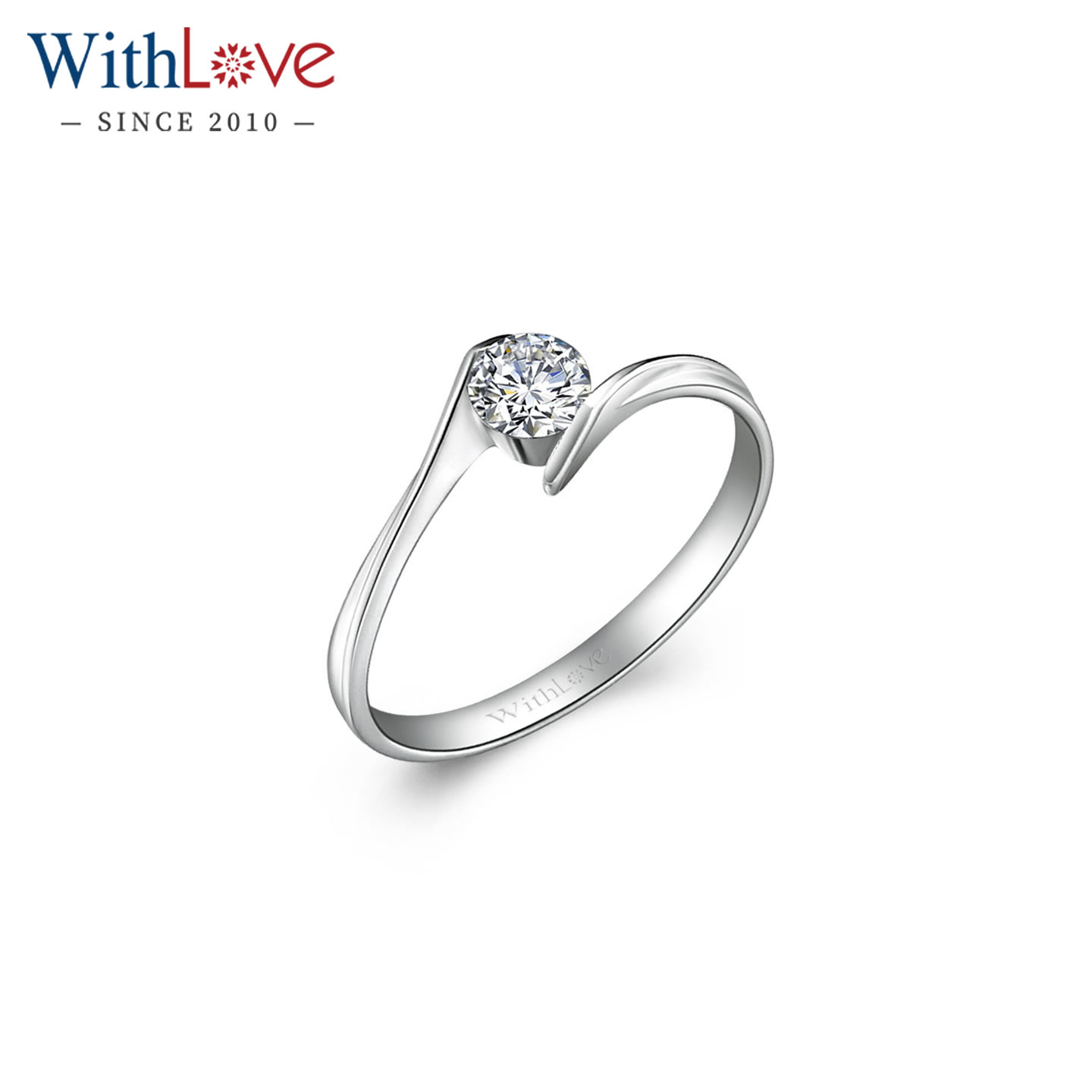 WithLove18K金30分结婚求婚钻戒镶嵌GIA钻石戒指真钻证书女戒定制