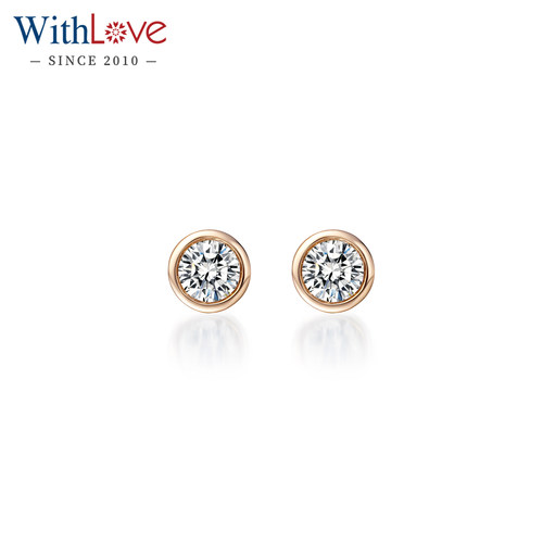 WithLove玫瑰18K金钻石耳钉真钻