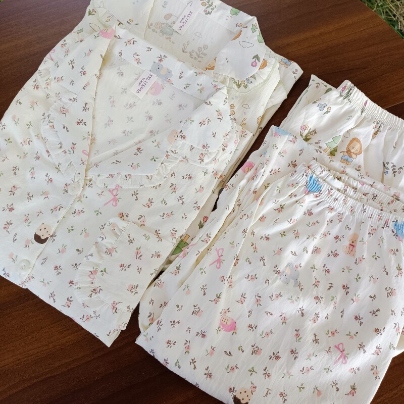 女士纯棉开衫家居服套装  翻领碎花田园风起居服  秋季宽松睡衣