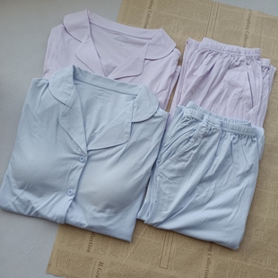 意大利品牌同款 上衣带胸垫 面料60支细纱莫代尔家居服九分长裤 短袖