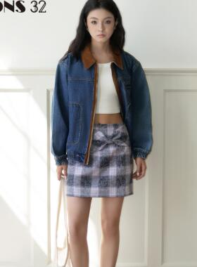 FONS32 早春外套女翻领牛仔夹克高级感复古巴恩风外套