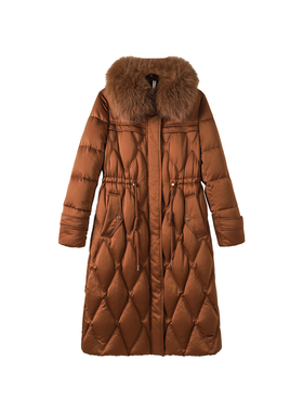 TX65326-轻熟气质真狐狸毛领羽绒服女收腰外套