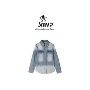 SMVP 薄牛仔衬衫 碧空牧歌 重工刺绣百搭修身 8009 雅家