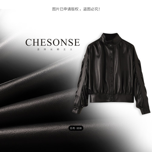 CHESOSNE轻奢哑光绵羊毛短外套