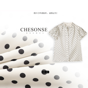 白雪仙踪 波点衬衫 朗家 百搭荷叶边领卷边袖 6019 修身 CHESONSE