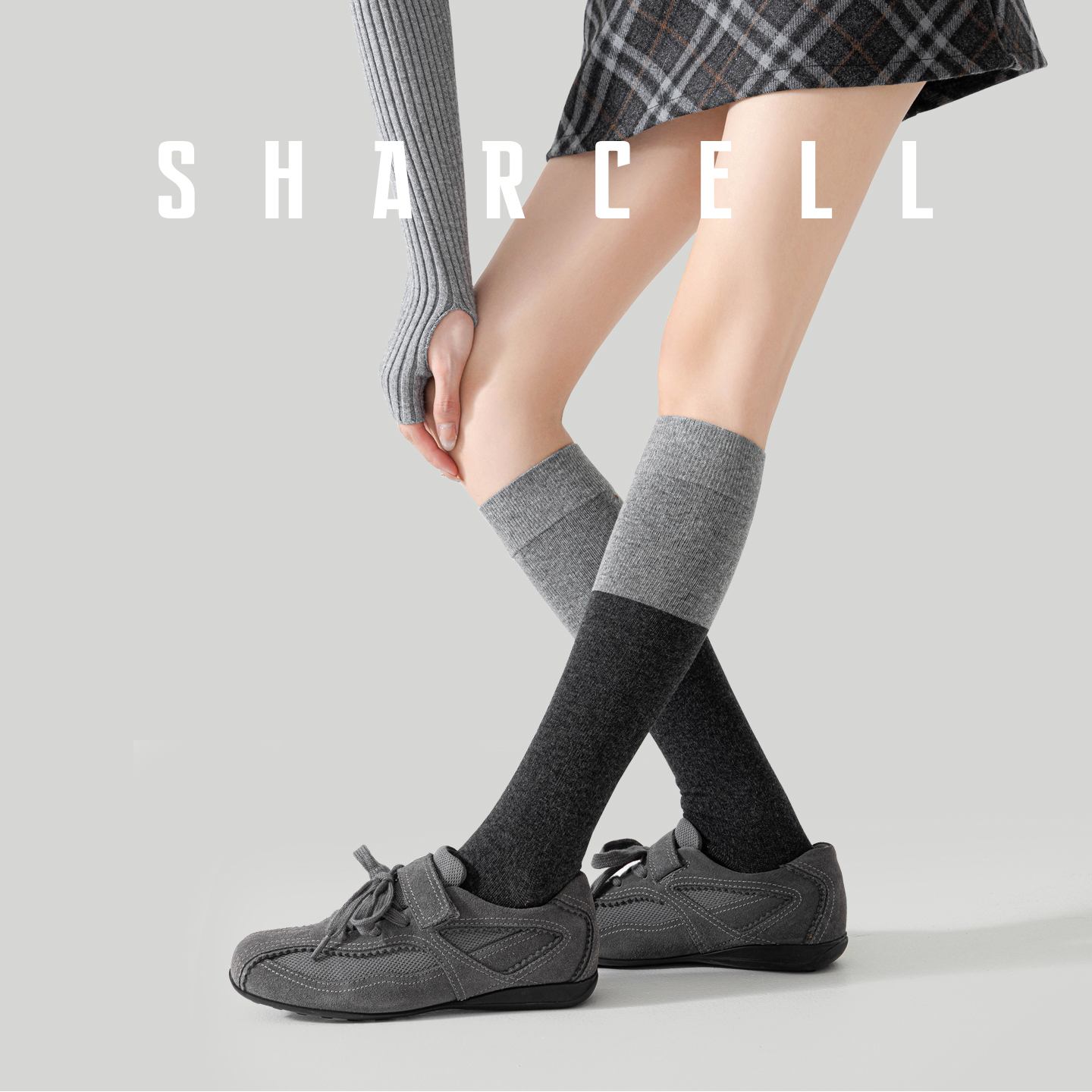 撞色款压力小腿袜显瘦美腿