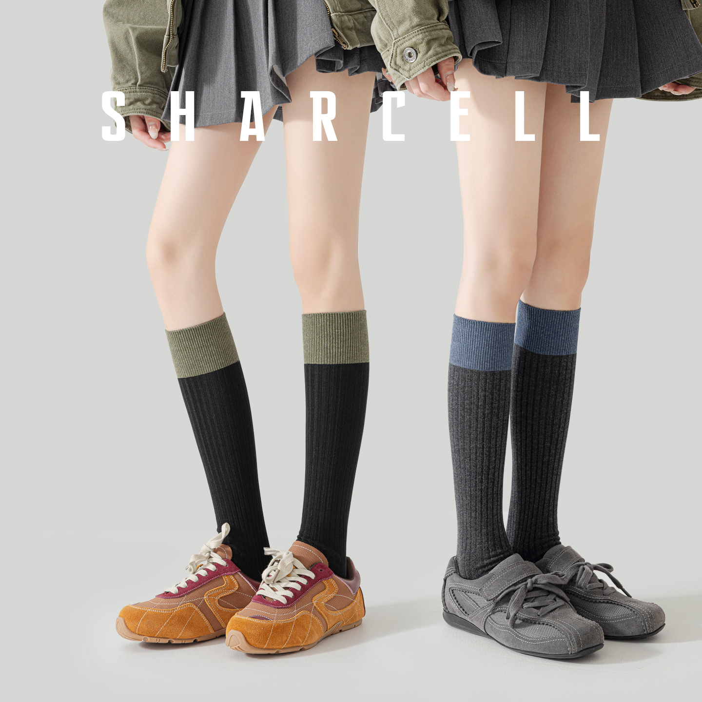 日系JK撞色小腿袜显瘦美腿