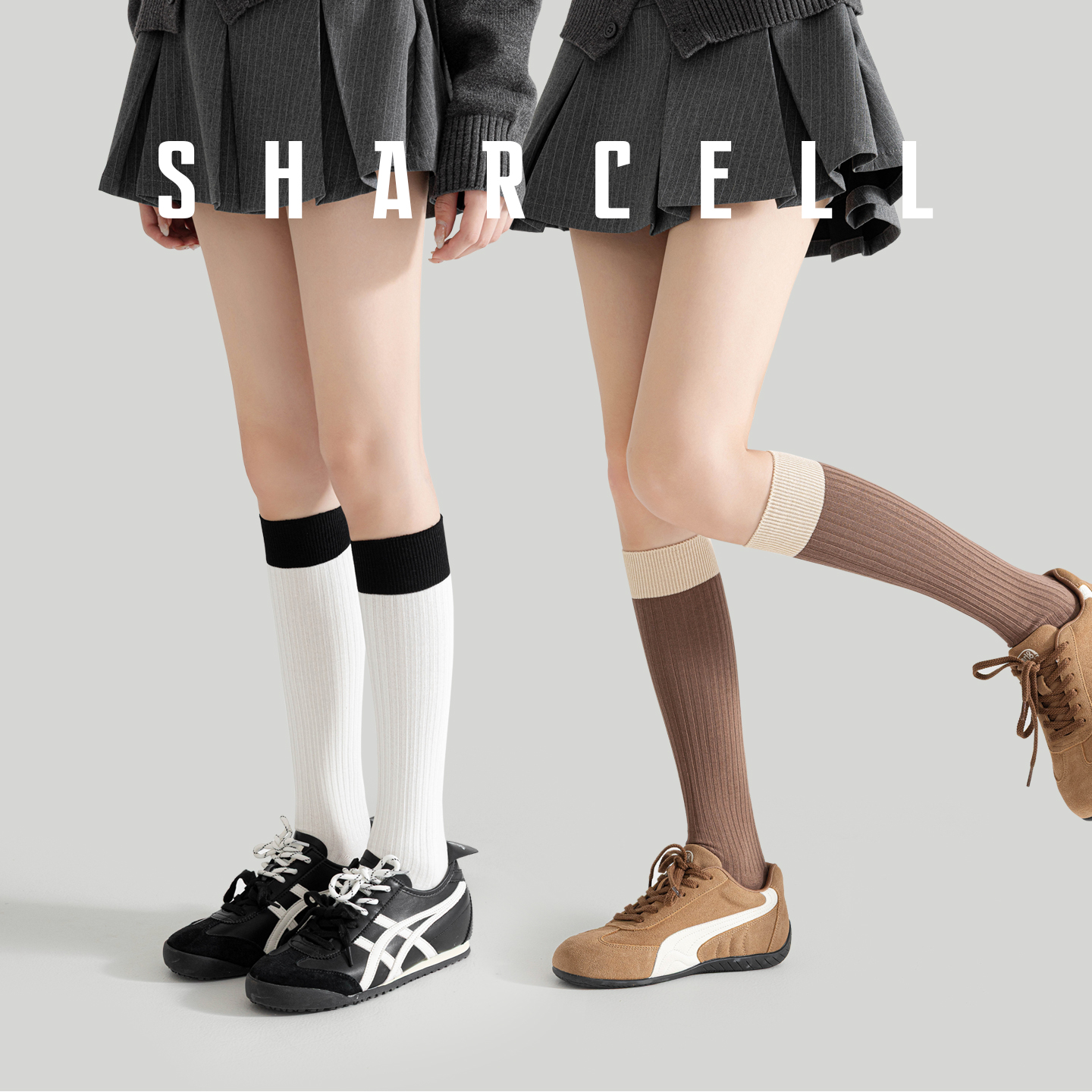 JK风撞色小腿袜纯棉显瘦不勒