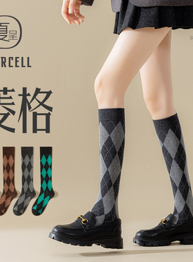 灰色小腿袜女春秋jk韩版长筒袜半截瘦腿复古学院风中筒及膝长袜潮