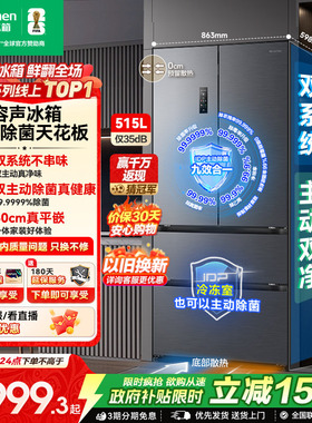 容声方糖515L双净双系统法式对开多门家用一级变频超薄嵌入式冰箱