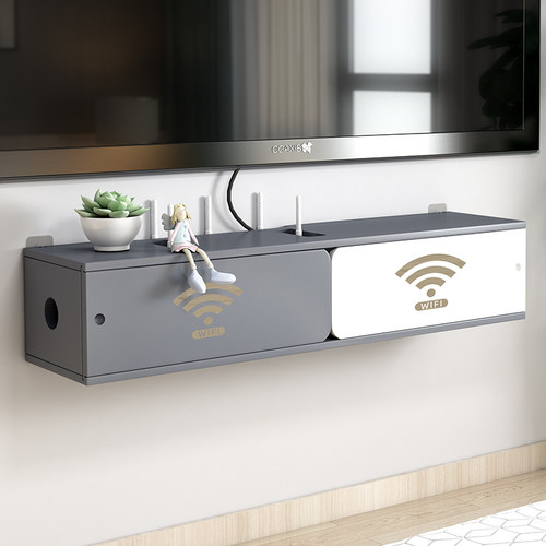 实木路由器收纳盒壁挂墙上wifi猫机顶盒置物架电视线插座装饰遮挡