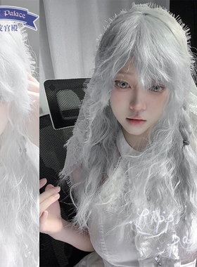 皮皮家 千禧 泡面卷浅灰色长卷发羊毛卷刘海中长发亚比Lolita假发