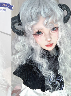 皮皮家银姬灰色卷刘海羊毛卷仿头皮Lolita少女银灰万用长卷发假发