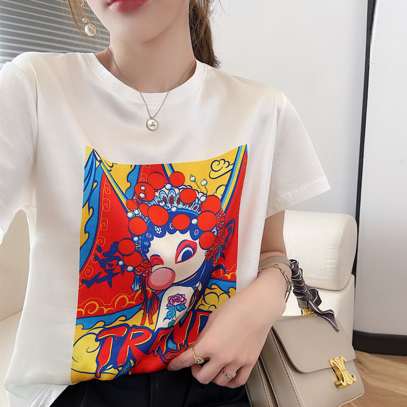 高级感夏季女t恤短袖印花宽松圆领真丝桑蚕缎面打底内搭西装上衣|msdalam kategori Butik wanita / wanita, baju-T - dari Buy2taobao.com untuk memberikan perkhidmatan ejen Taobao profesional membeli