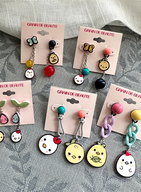 韩国AZNAVOUR/GRAIN de BEAUTE 百搭可爱 卡通小鸟耳钉耳环耳饰