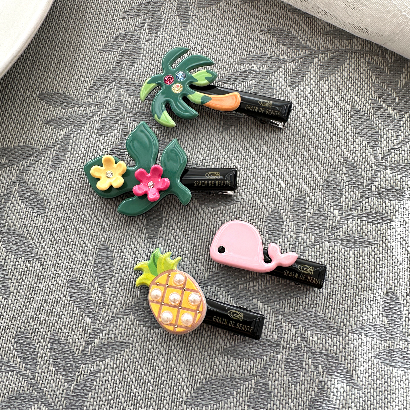 韩国AZNAVOUR/GRAIN de BEAUTE菠萝发夹边夹一字夹刘海夹鸭嘴夹