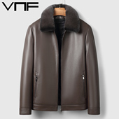 冬季 海宁真皮皮衣男绵羊皮水貂毛领真皮羽绒服爸爸鹅绒皮夹克外套