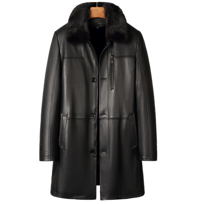 脱卸水貂内胆中长山羊皮真皮皮衣