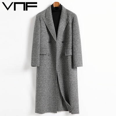 冬季高克重双面羊毛长款毛呢大衣