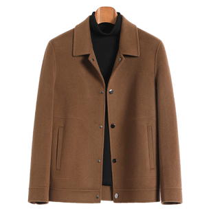 新款时尚年轻双面纯羊毛呢夹克2024秋冬男非羊绒呢子大衣短款外套