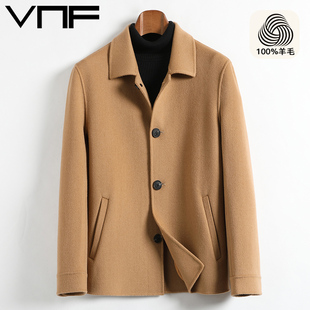 毛呢大衣男短款秋冬新款全羊毛双面呢夹克韩版翻领无羊绒呢子外套