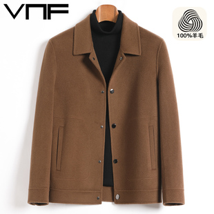 新款时尚年轻双面纯羊毛呢夹克2024秋冬男非羊绒呢子大衣短款外套