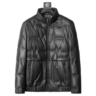 时尚绵羊皮真皮羽绒皮夹克外套潮