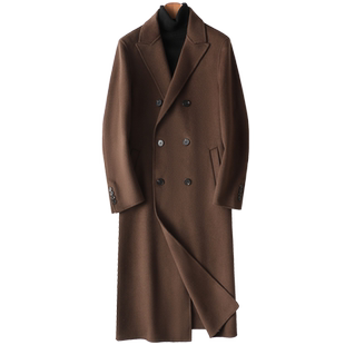 双面羊绒大衣男士长款双排扣过膝双面呢风衣羊毛时尚呢子外套秋冬