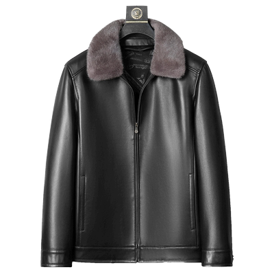 脱卸内胆加绒真皮皮衣爸爸皮夹克