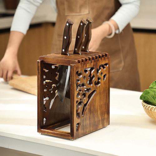 实木刀架木质菜刀架子刀具置物架刀座大容量厨房通风防霉沥水刀架