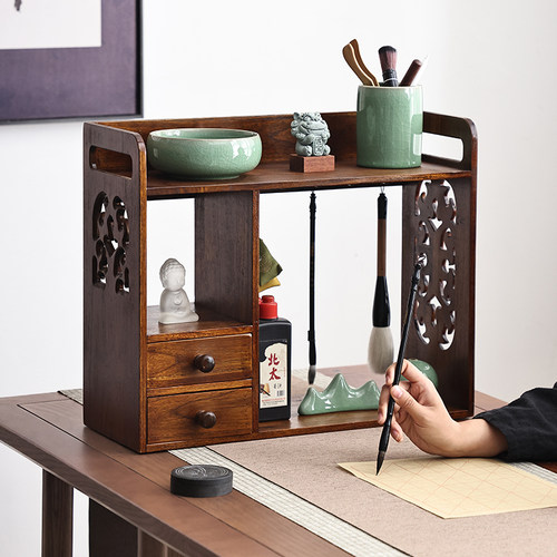 异丽实木文房置物架创意博古架