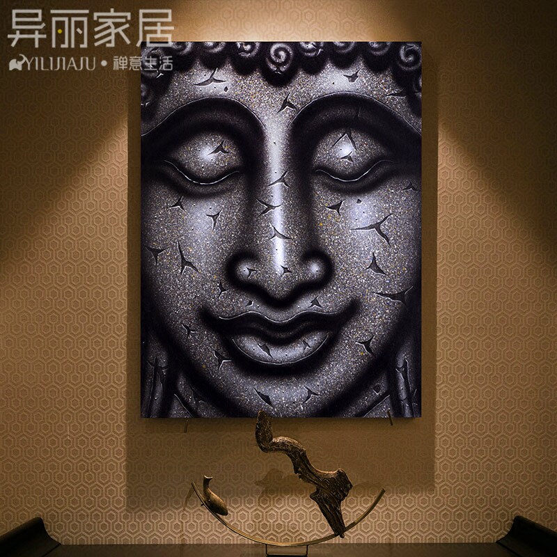 异丽佛像客厅玄关沙发背景墙装饰画美容院装饰品SPA会所黑白挂画