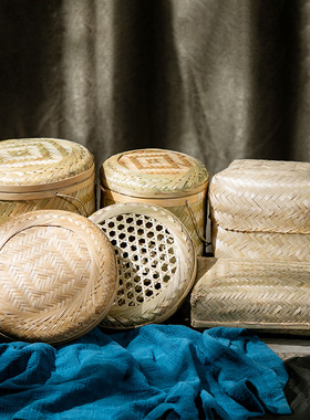 速发竹竹制品茶叶篓编制茶叶桶竹子普洱茶包装盒茶饼盒存纳篓筐储