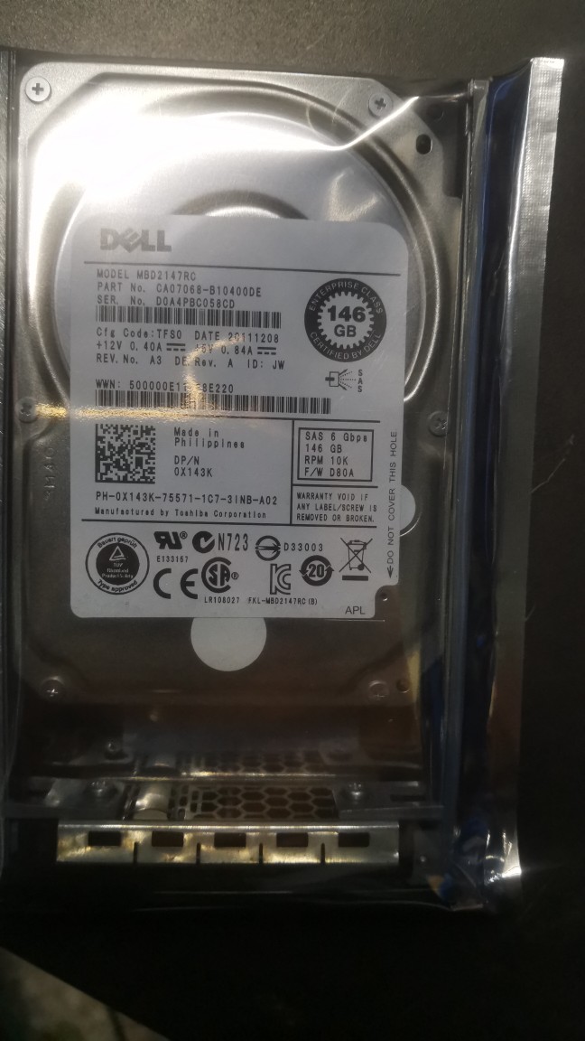 Dell/戴尔 146G SAS 10K 2.5 MBD2147RC 0X143K