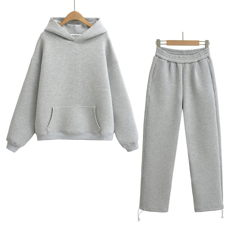 美式减龄宽松连帽加厚套头卫衣外套+高腰直筒卫裤休闲运动套装女,女装/女士精品,休闲运动套装,淘宝优惠券,粉丝福利购,淘宝优惠卷