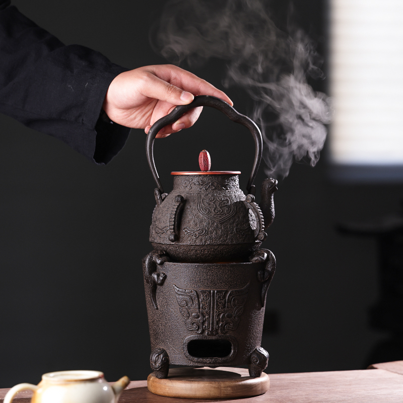 一心思贤纯手工日式铸铁复古碳炉茶室凉炉炭火炉煮茶炉明火煮茶器