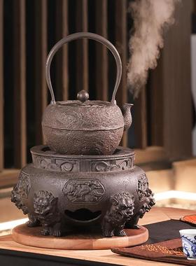 围炉煮茶铸铁碳炉日式煮茶炉酒精炉明火煮茶器具室内户外木炭茶炉