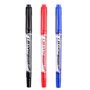 晨光小双头记号笔油性勾线笔速干防水不掉色小头细头马克笔荧光笔儿童绘画笔学生用黑色美术生专用描边彩色笔