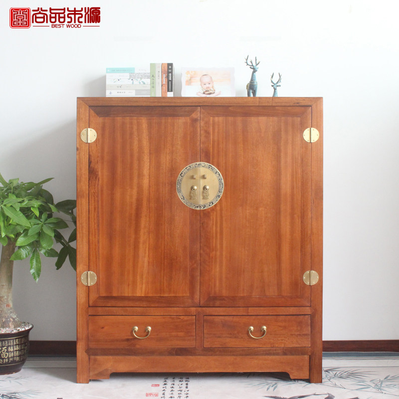 新中式实木衣柜简约双门香樟木儿童收纳储物整装现代家用卧室衣橱