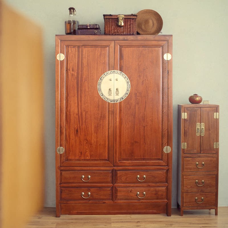 新中式实木简约卧室储物衣橱整体双门定制整装现代香樟木收纳衣柜