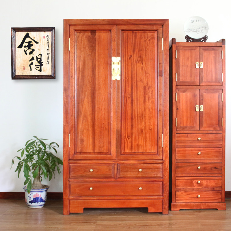 新中式实木衣柜现代简约双门衣橱香樟木储物收纳立柜家用卧室家具