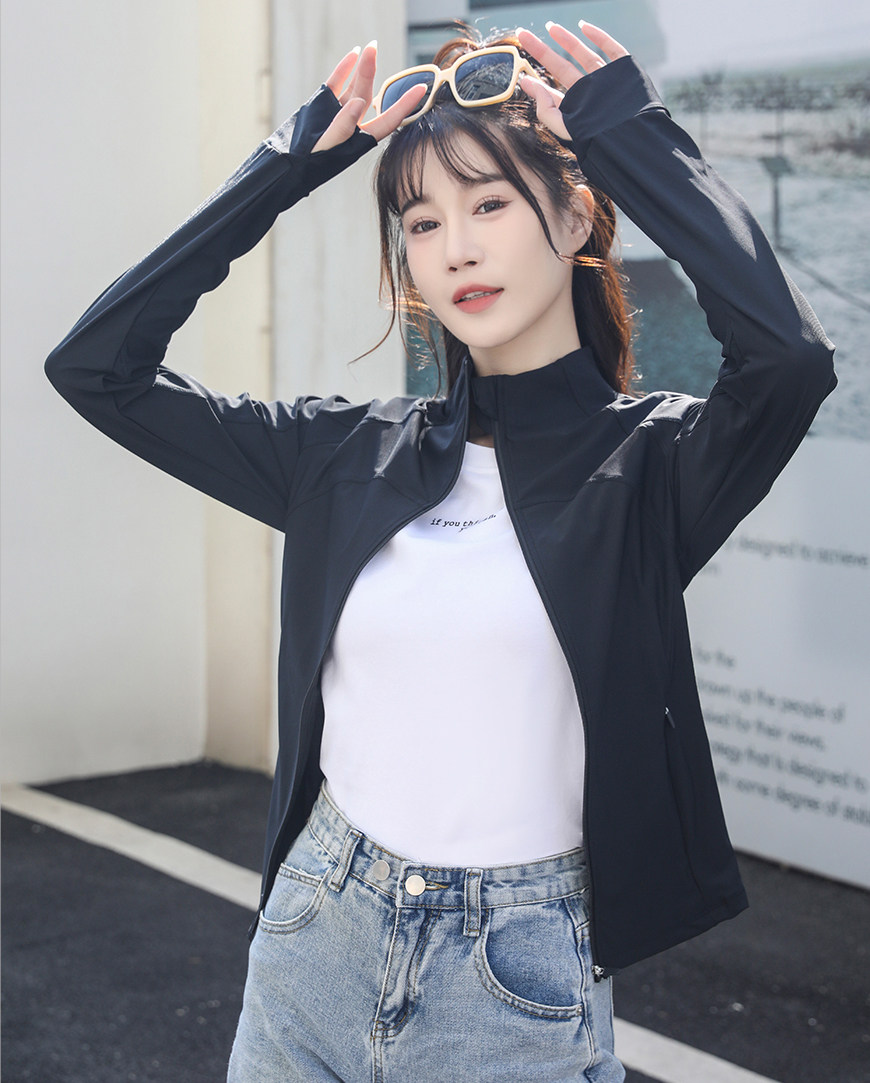 人气新品都市恋人坊新款女薄修身立领冰丝透气瑜伽服包邮