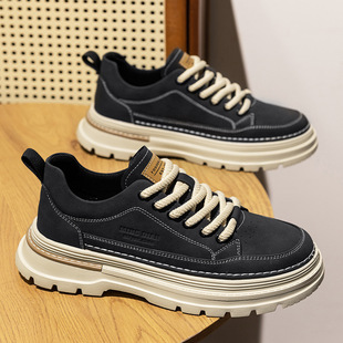 百搭休闲美式低帮板鞋复古小青年男运动厚底机车2025新款春夏男鞋